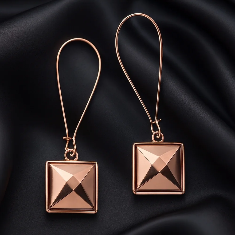 Sophia & Kate Women's Polished Rose Gold tone Square Kidney Wire Drop Earrings